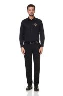    K529-Camicia uomo ML elasticizzata nero
