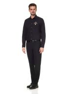    021000-84-NERO-Camicia Uomo Nera No Stiro