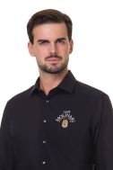    021000-84-NERO-Camicia Uomo Nera No Stiro