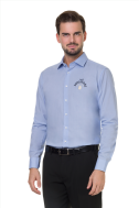    1100-F170-10-AZZURRO-Camicia Uomo Azzurra No Stiro